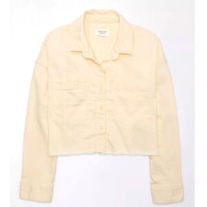 American Eagle Denim Button-Up Shirt Cropped